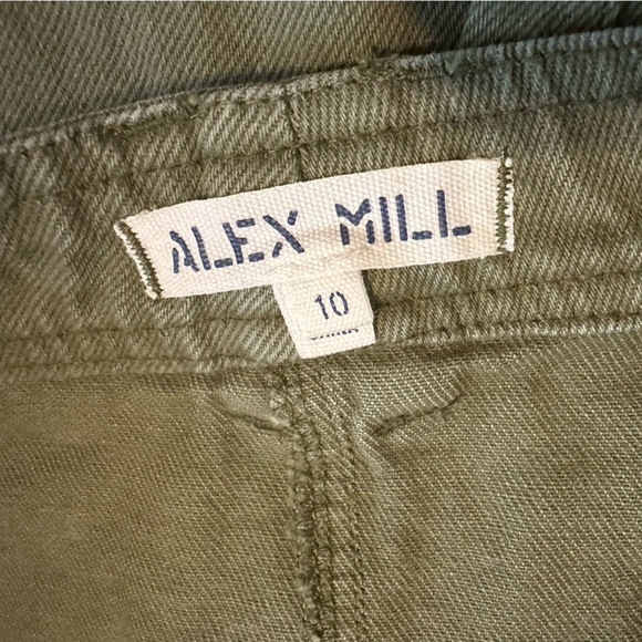 Alex Mill Neil Midi Skirt Recycled Denim High Rise Army Green Size 10 Medium - Picture 5 of 6